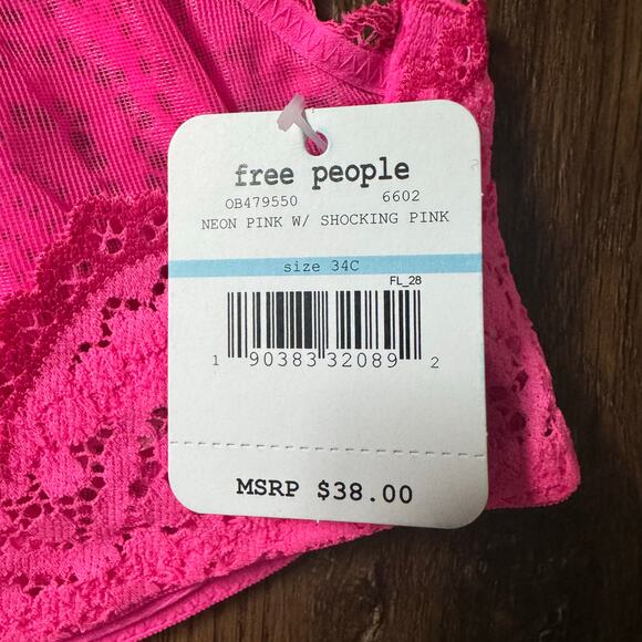Free People Slow Dance Underwire Bra in Neon Pink w/ Shocking Pink - Picture 5 of 5